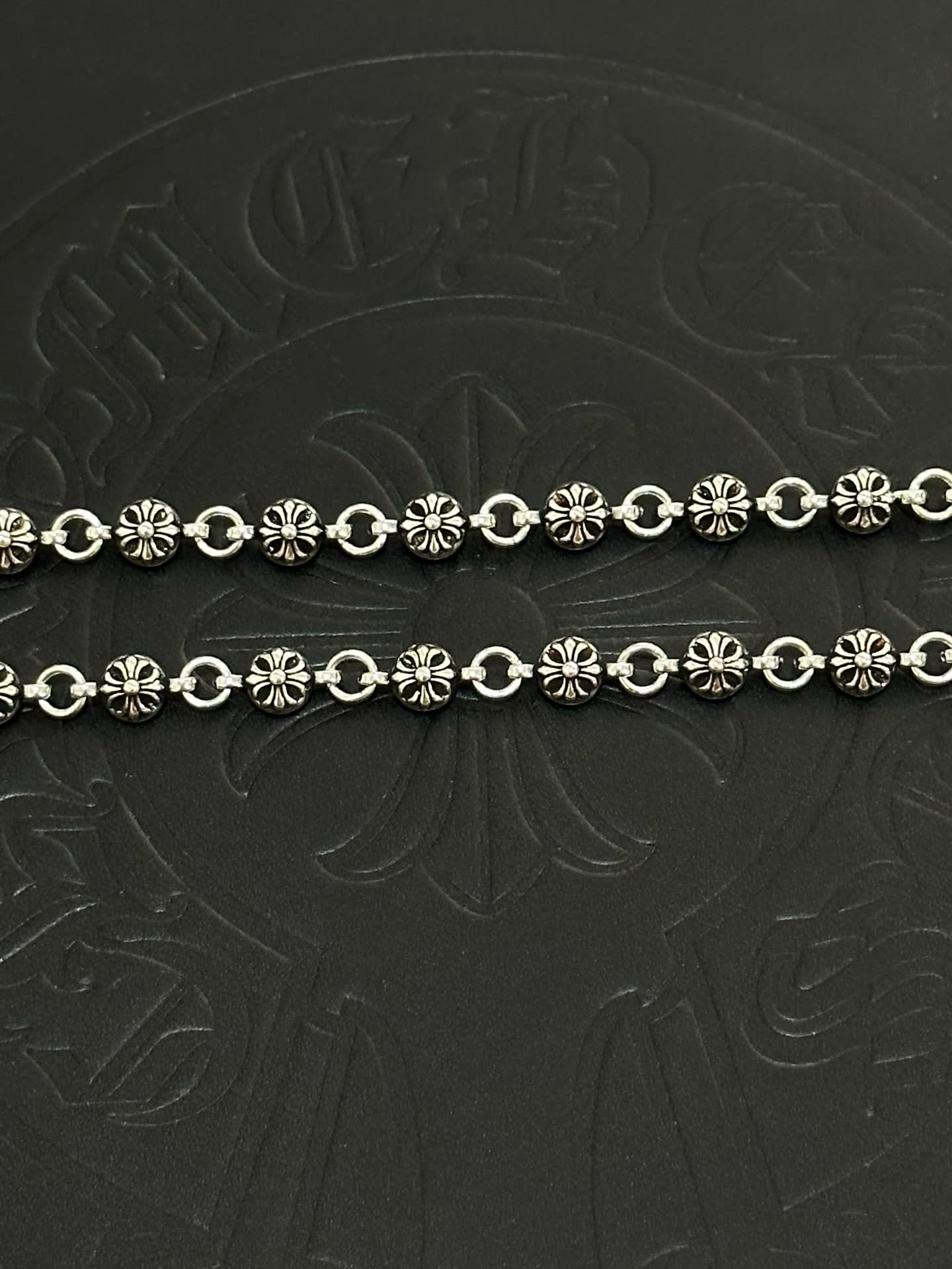 Chrome Hearts Silver Flower Chain with Pink Crystal Butterfly Pendant